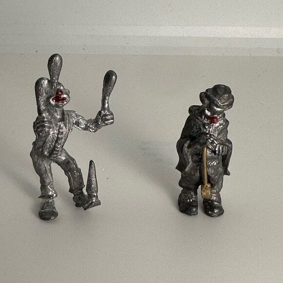 Vintage Pewter Clown Duo Miniature Figurines - Picture 1 of 7